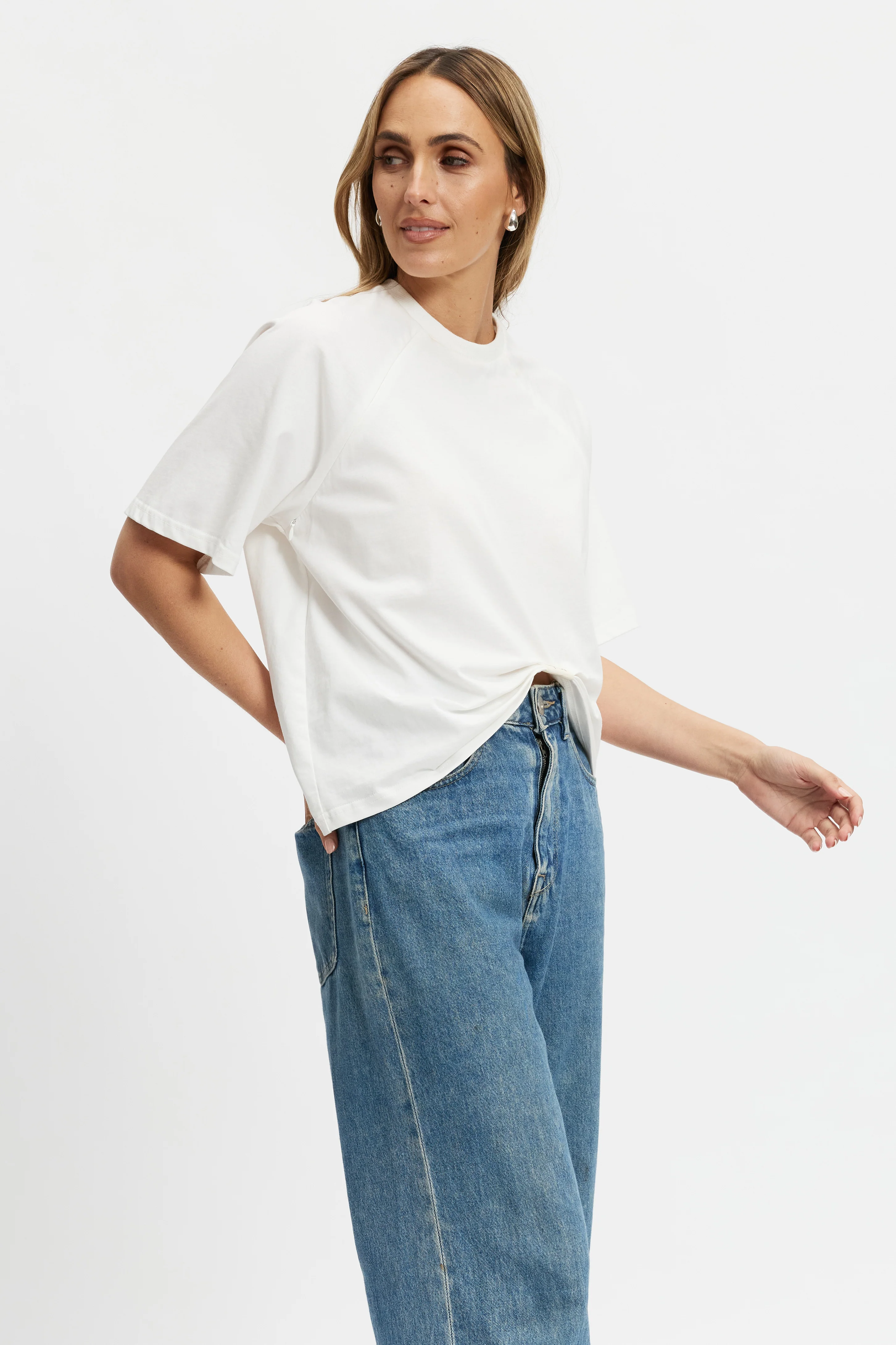 Sammi Ruched Box-Cut Tee - White - Image 8