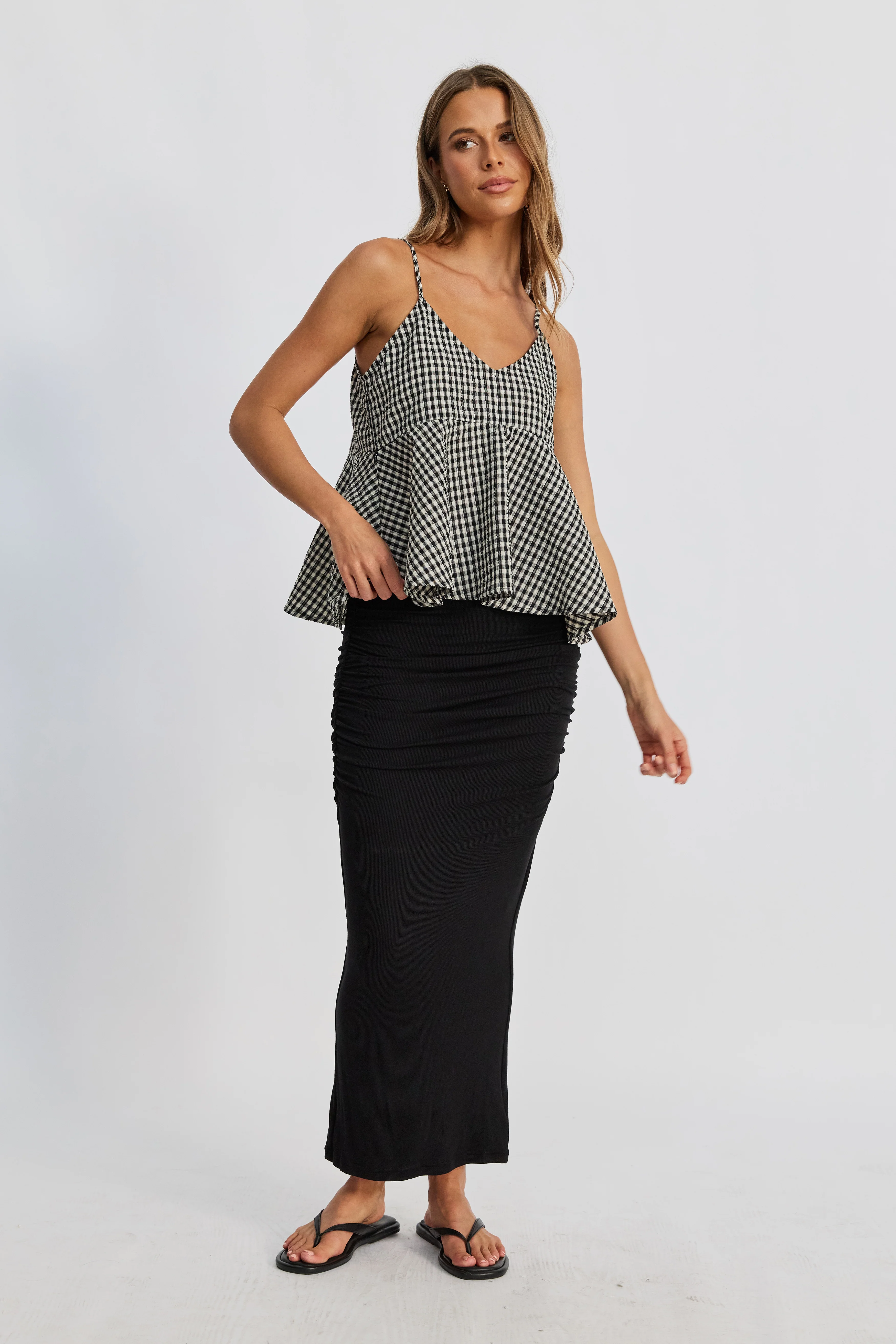 Simone Layered Babydoll Top - Black / White - Image 3
