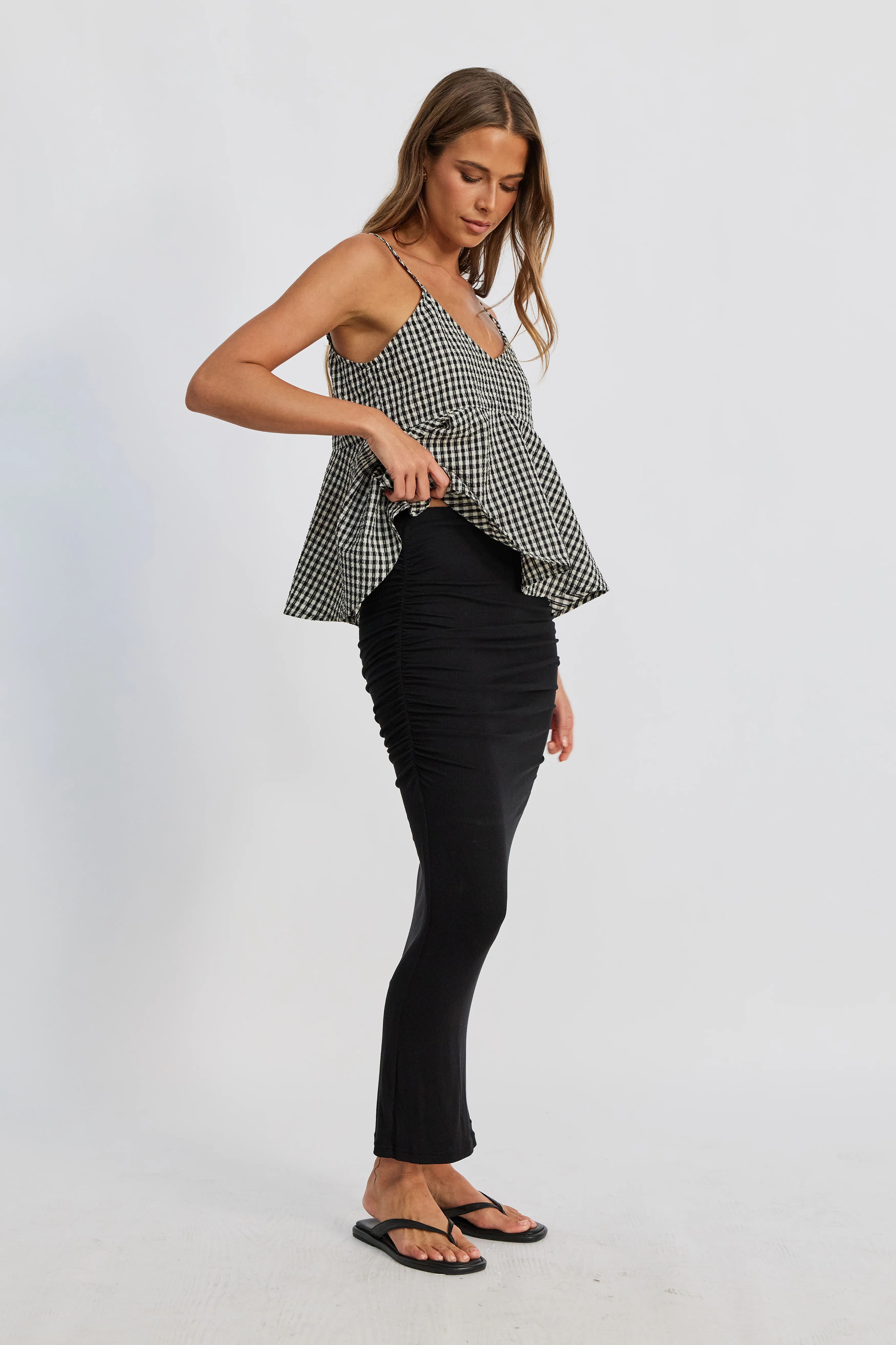 Simone Layered Babydoll Top - Black / White - Image 8
