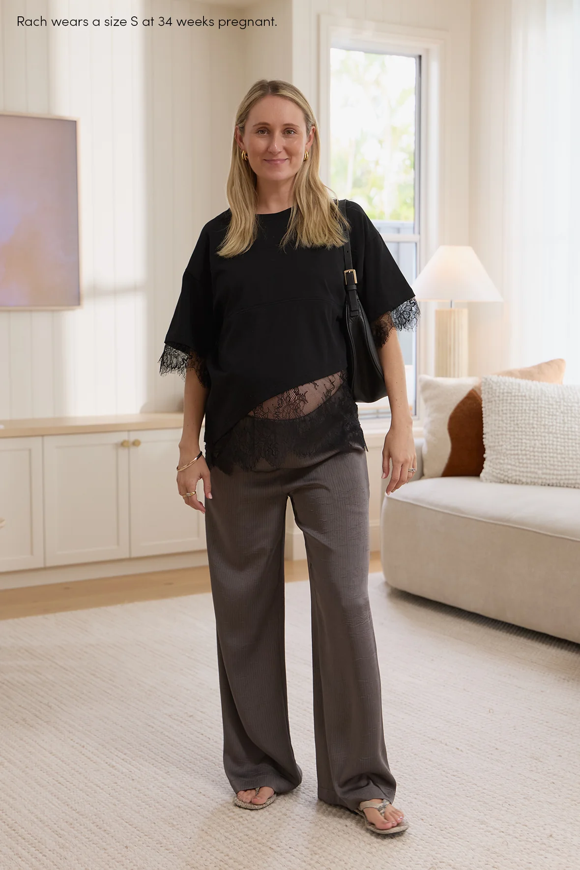Sutton Lace-Trim Asymmetrical Panel Tee - Black - Image 11