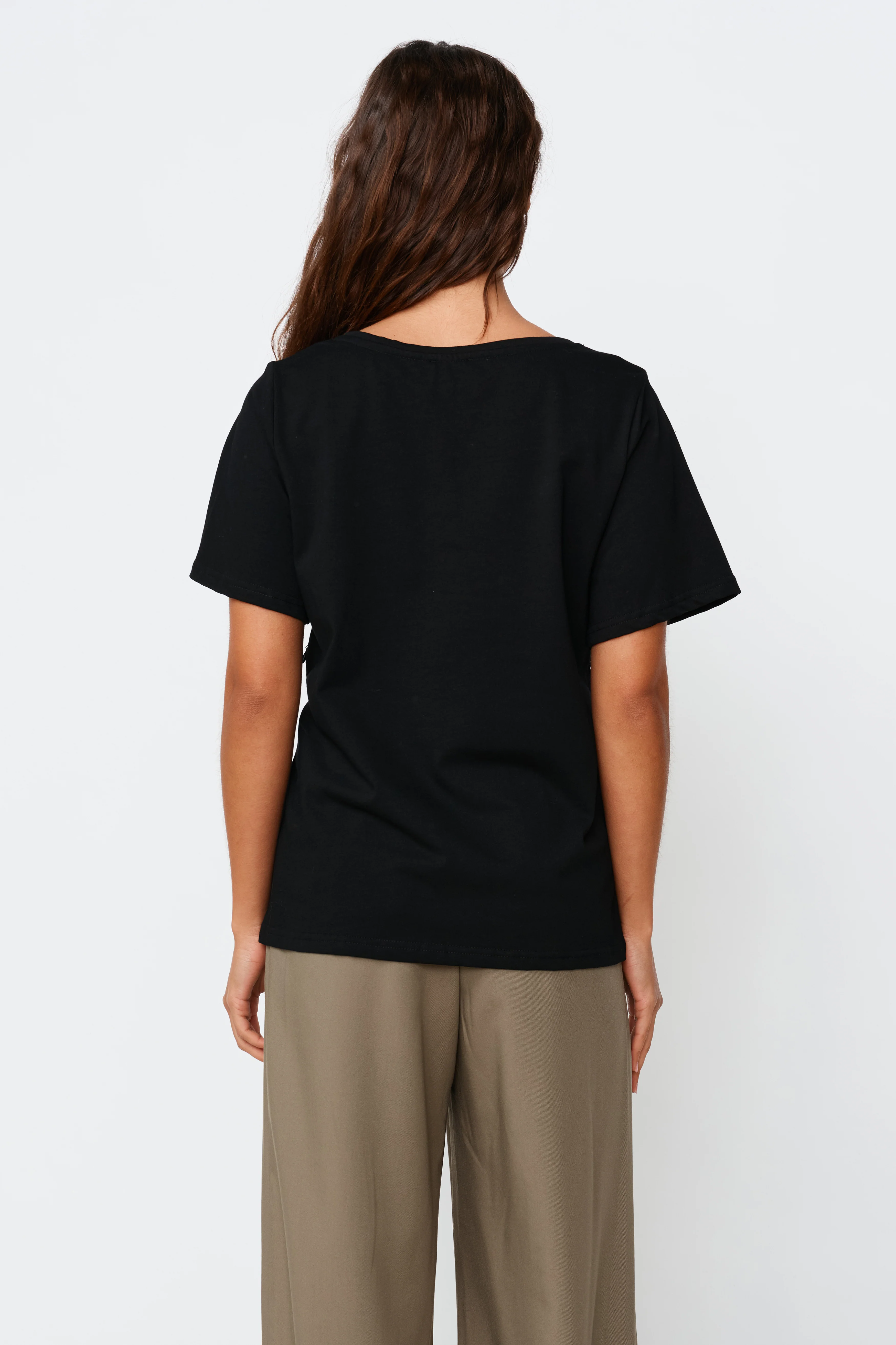 V-Neck Panel Tee - Black - Image 6