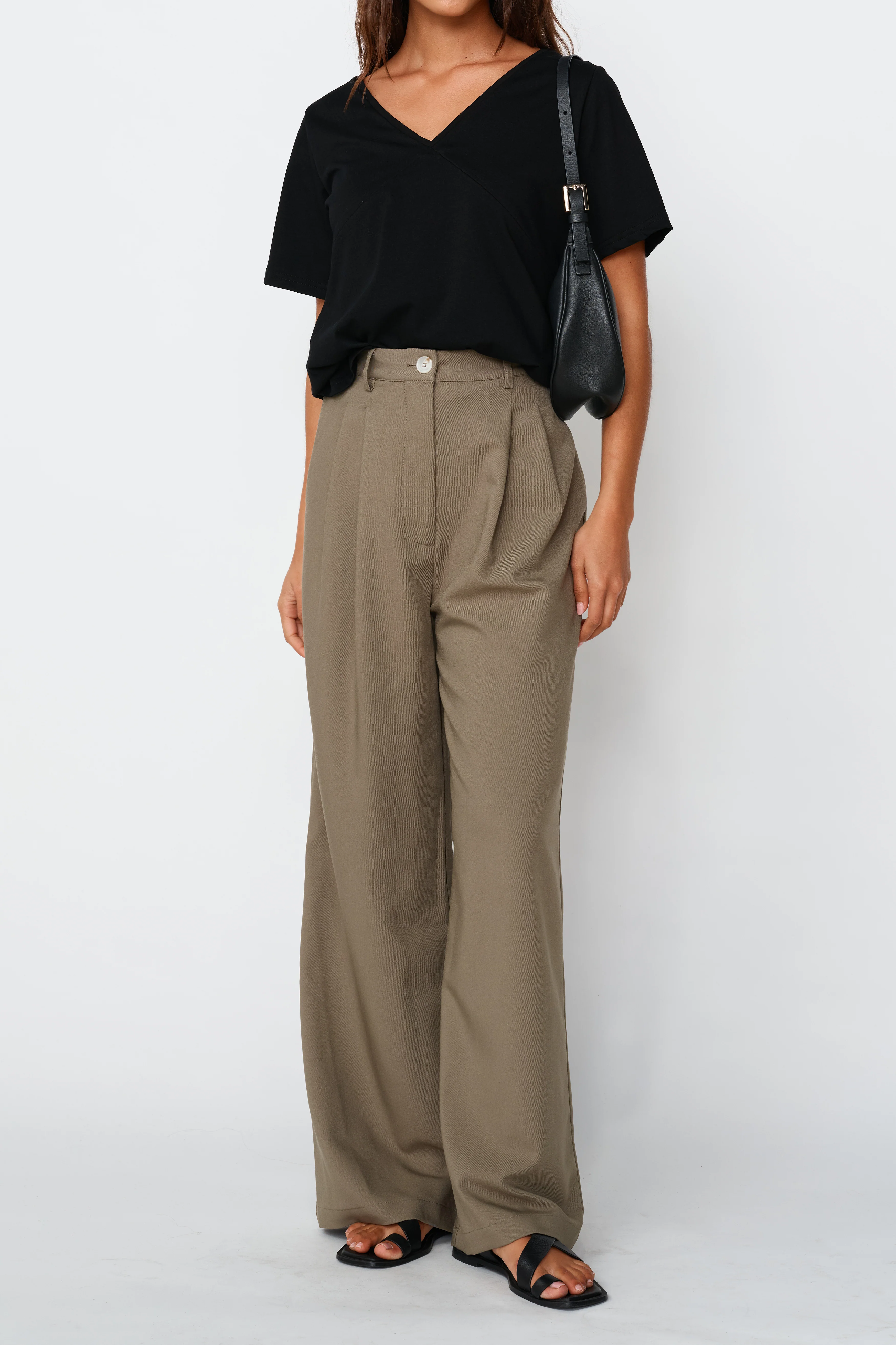 V-Neck Panel Tee - Black - Image 7