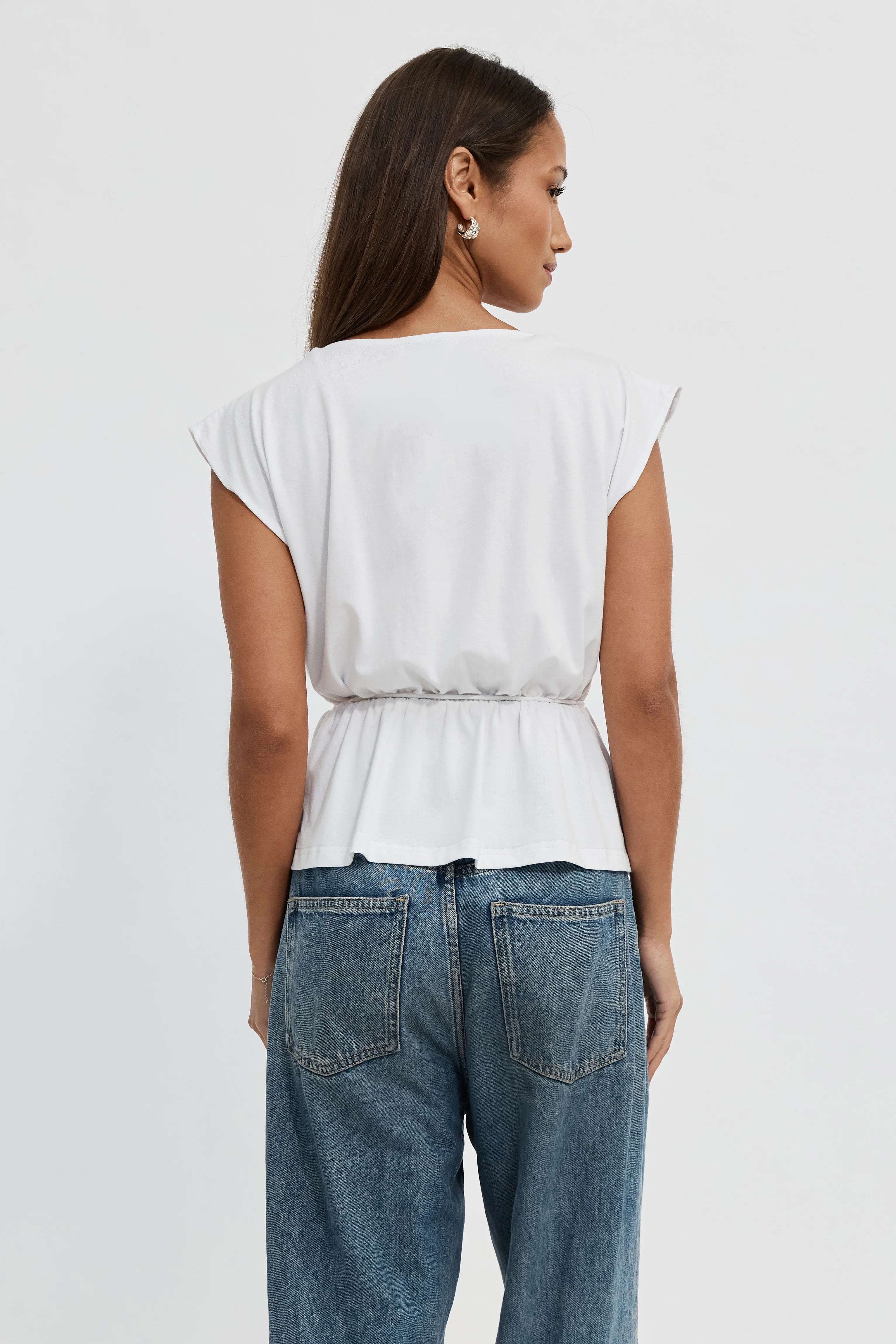 Whitney Draped Wrap Top - White - Image 6