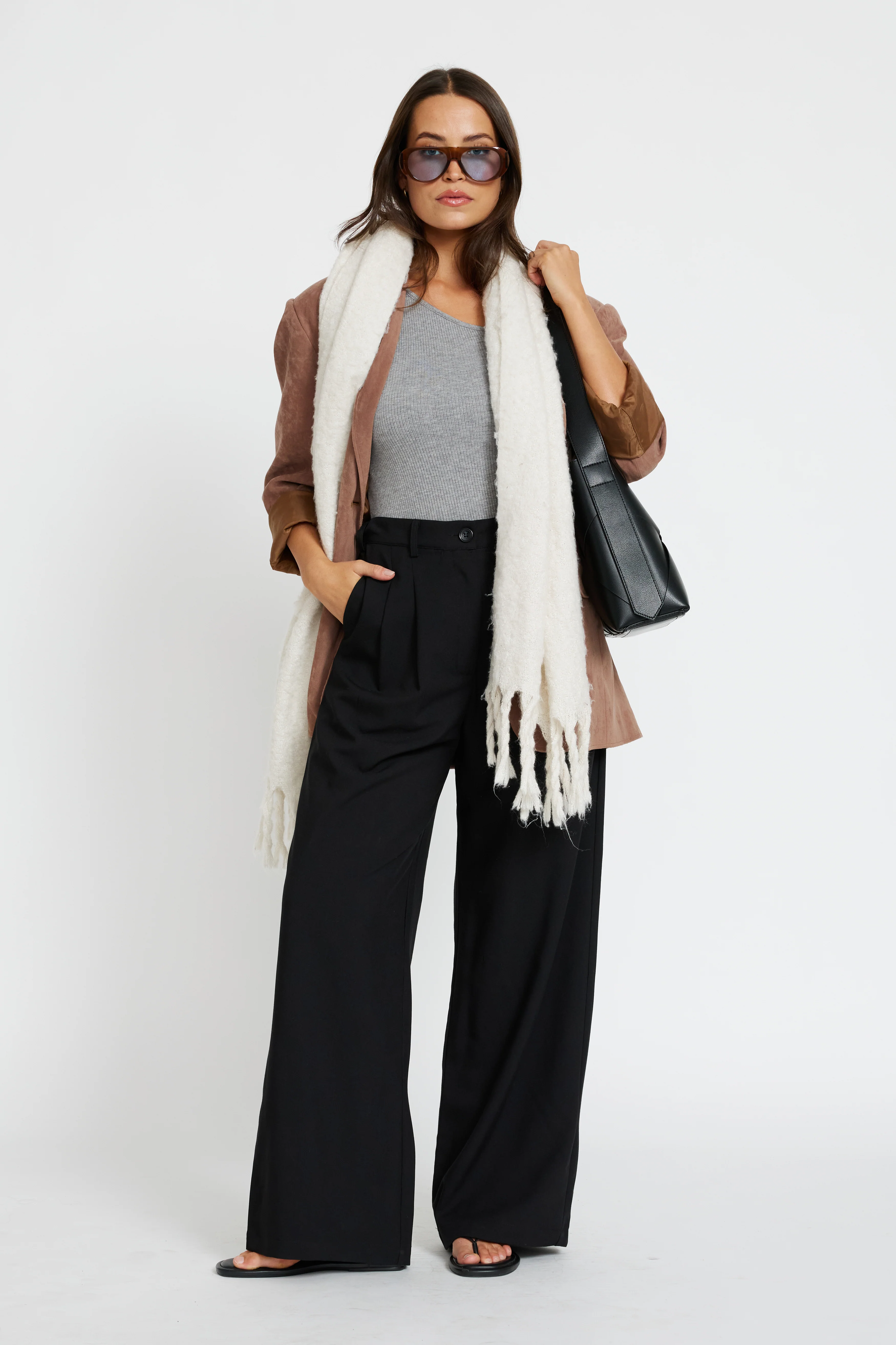 Zadie Adjustable Wide Leg Trouser - Black - Image 11