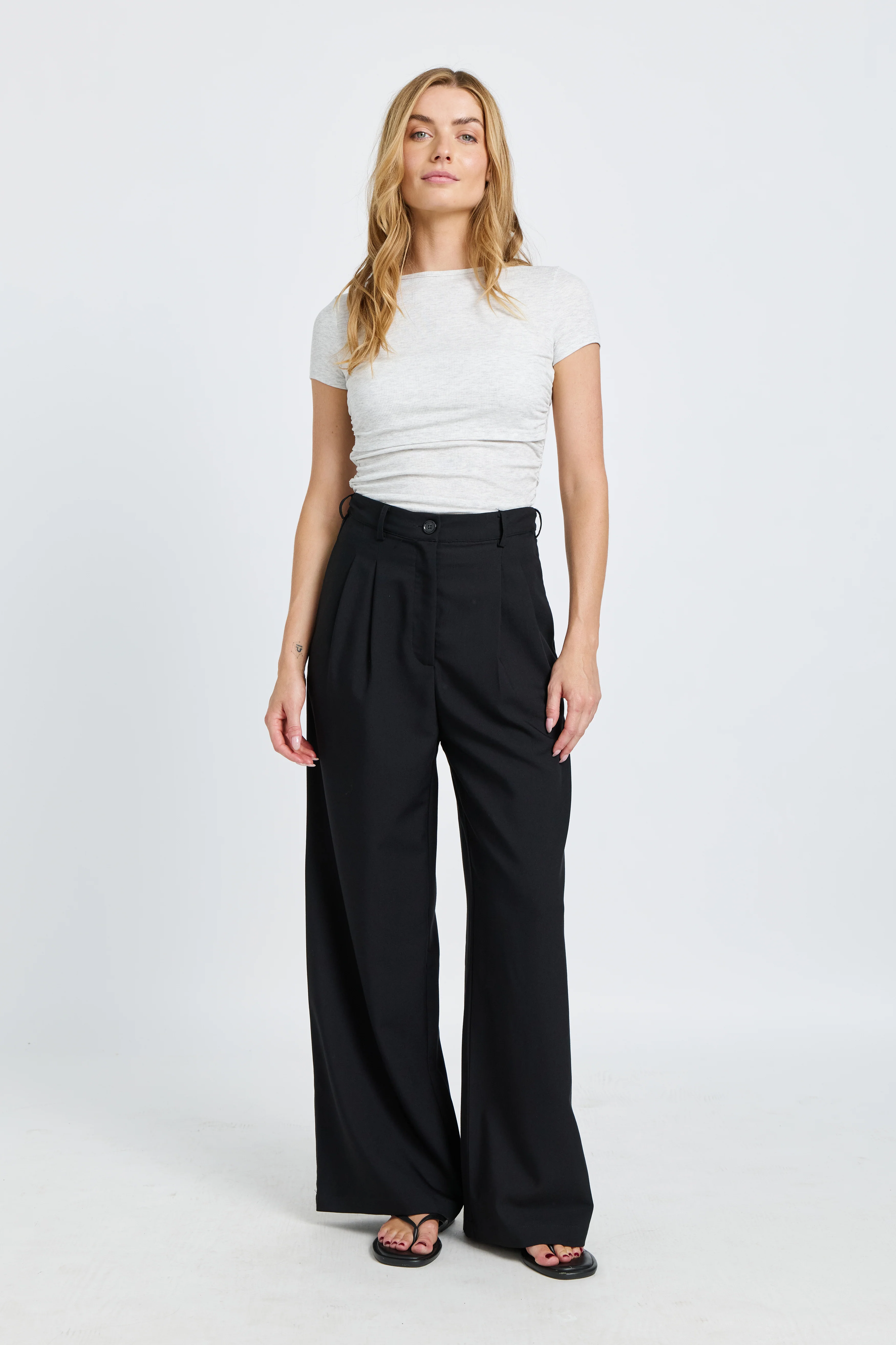 Zadie Adjustable Wide Leg Trouser - Black - Image 4