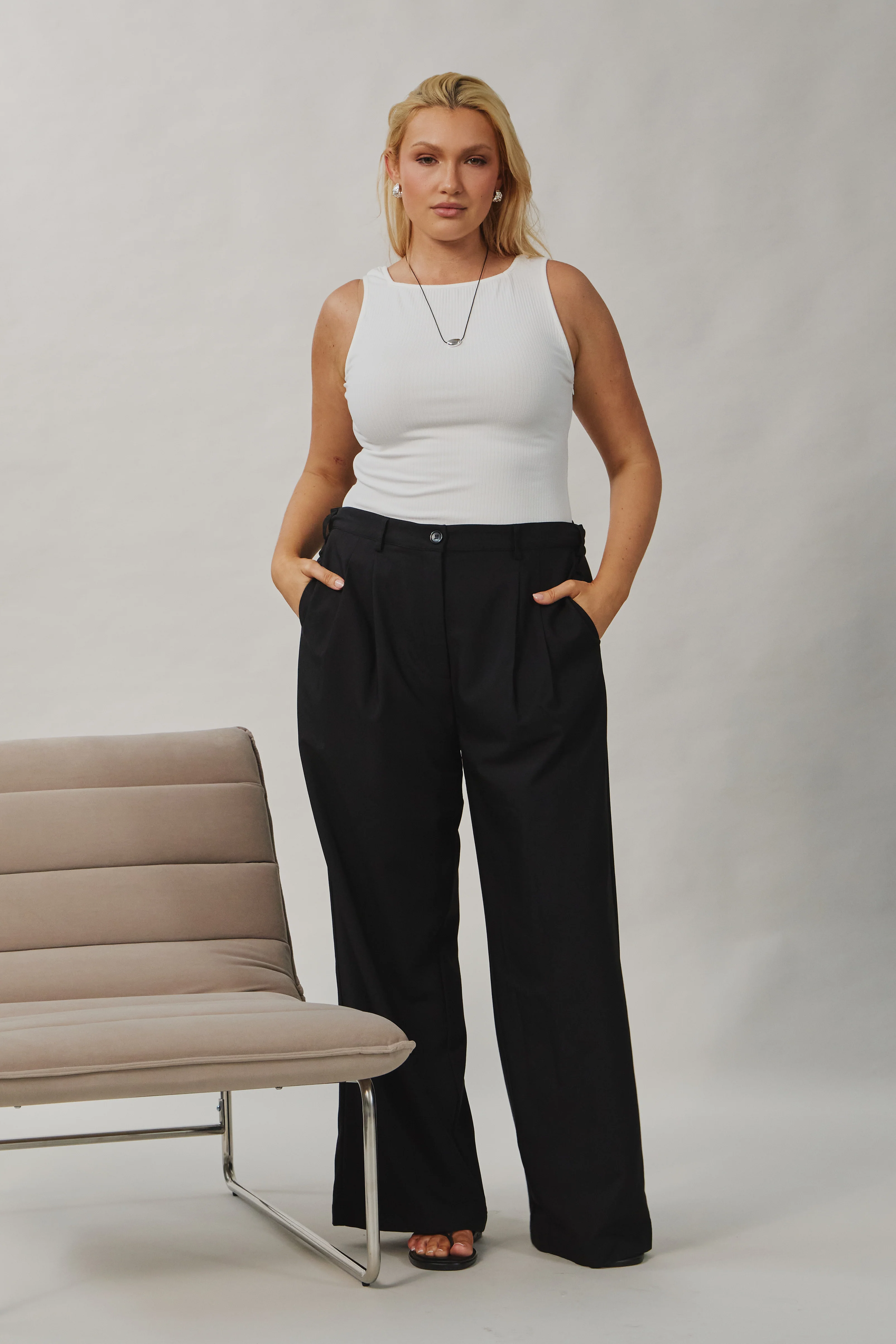 Zadie Adjustable Wide Leg Trouser - Black - Image 6