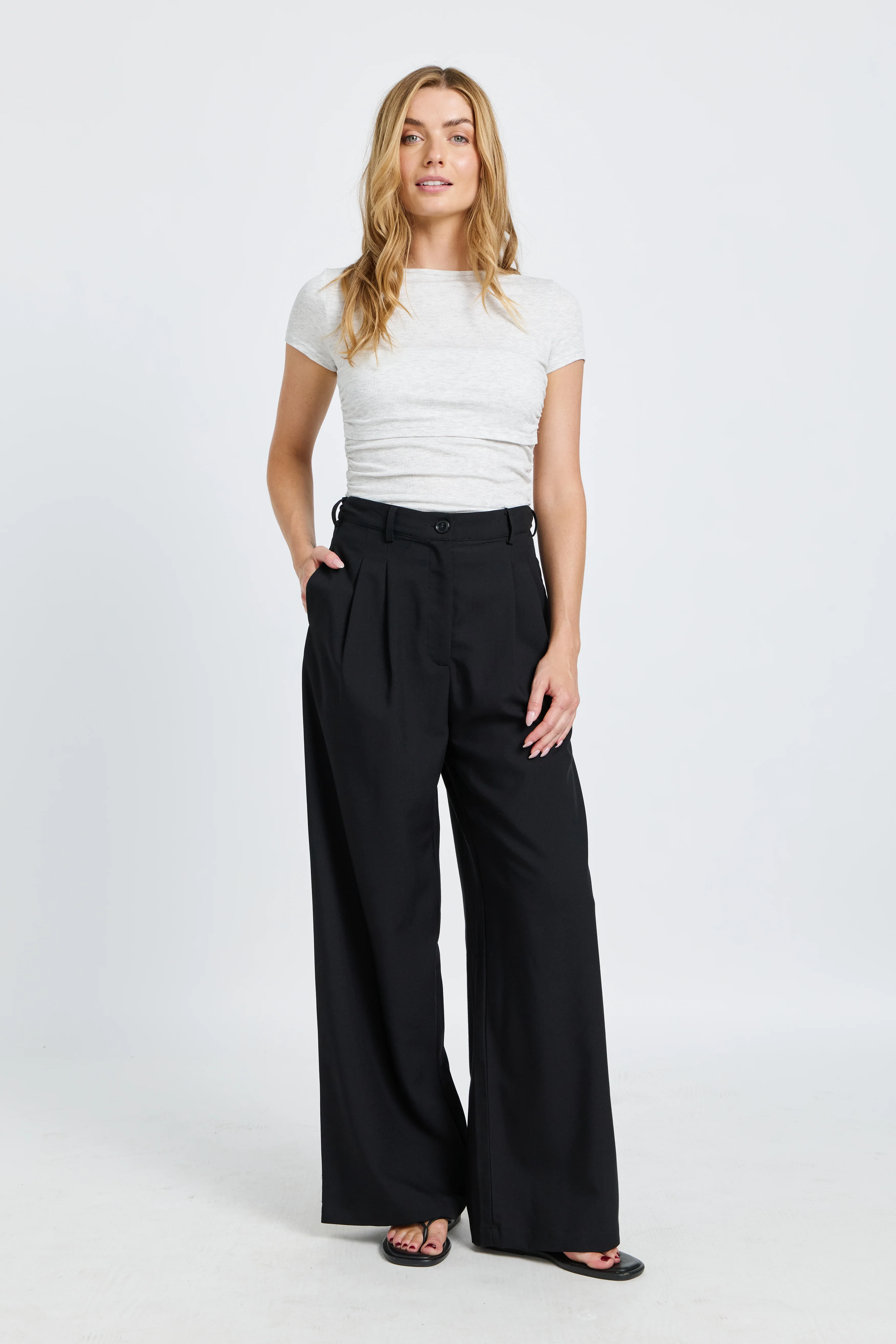 Zadie Adjustable Wide Leg Trouser - Black - Image 7