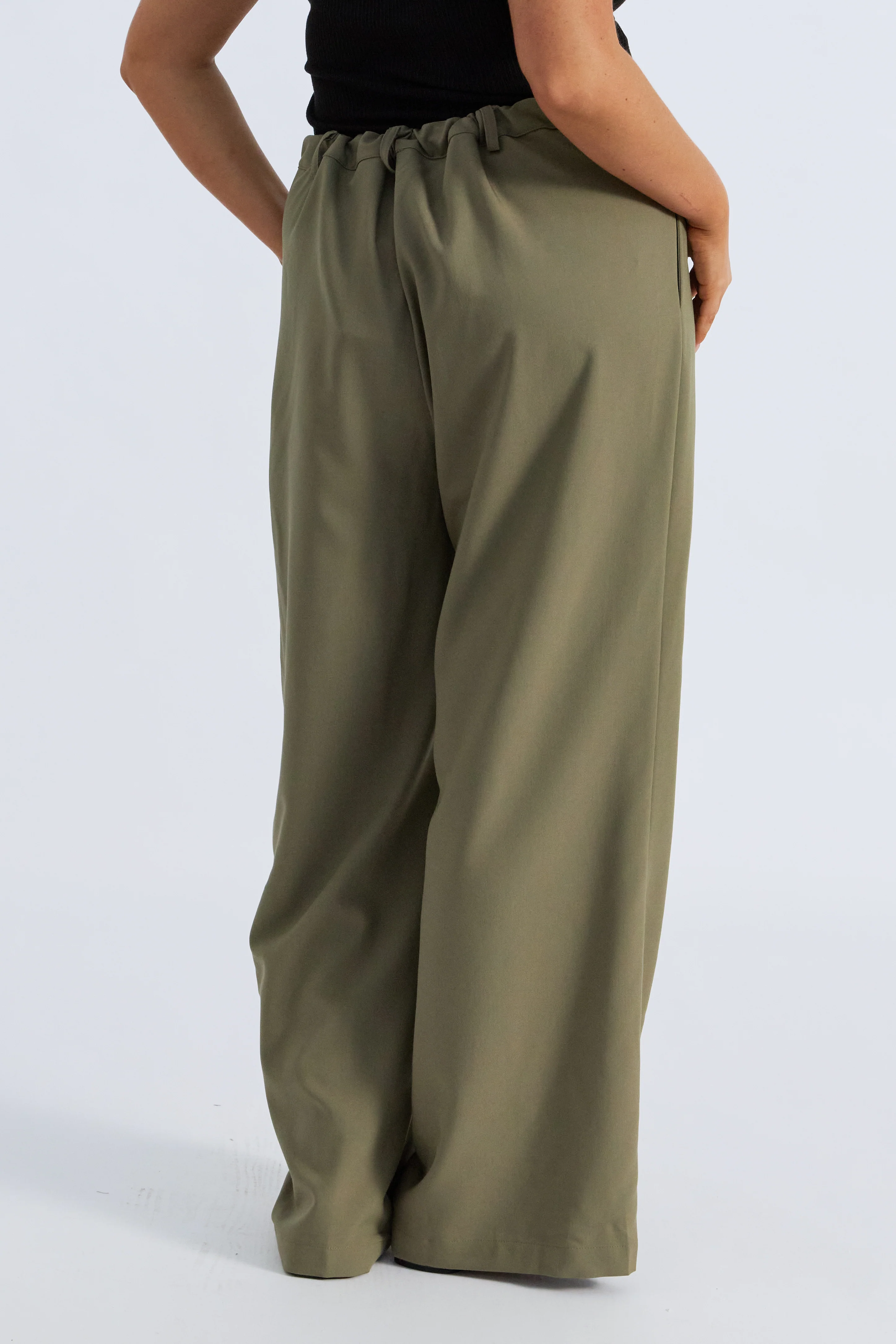 Zadie Adjustable Wide Leg Trouser - Khaki - Image 11