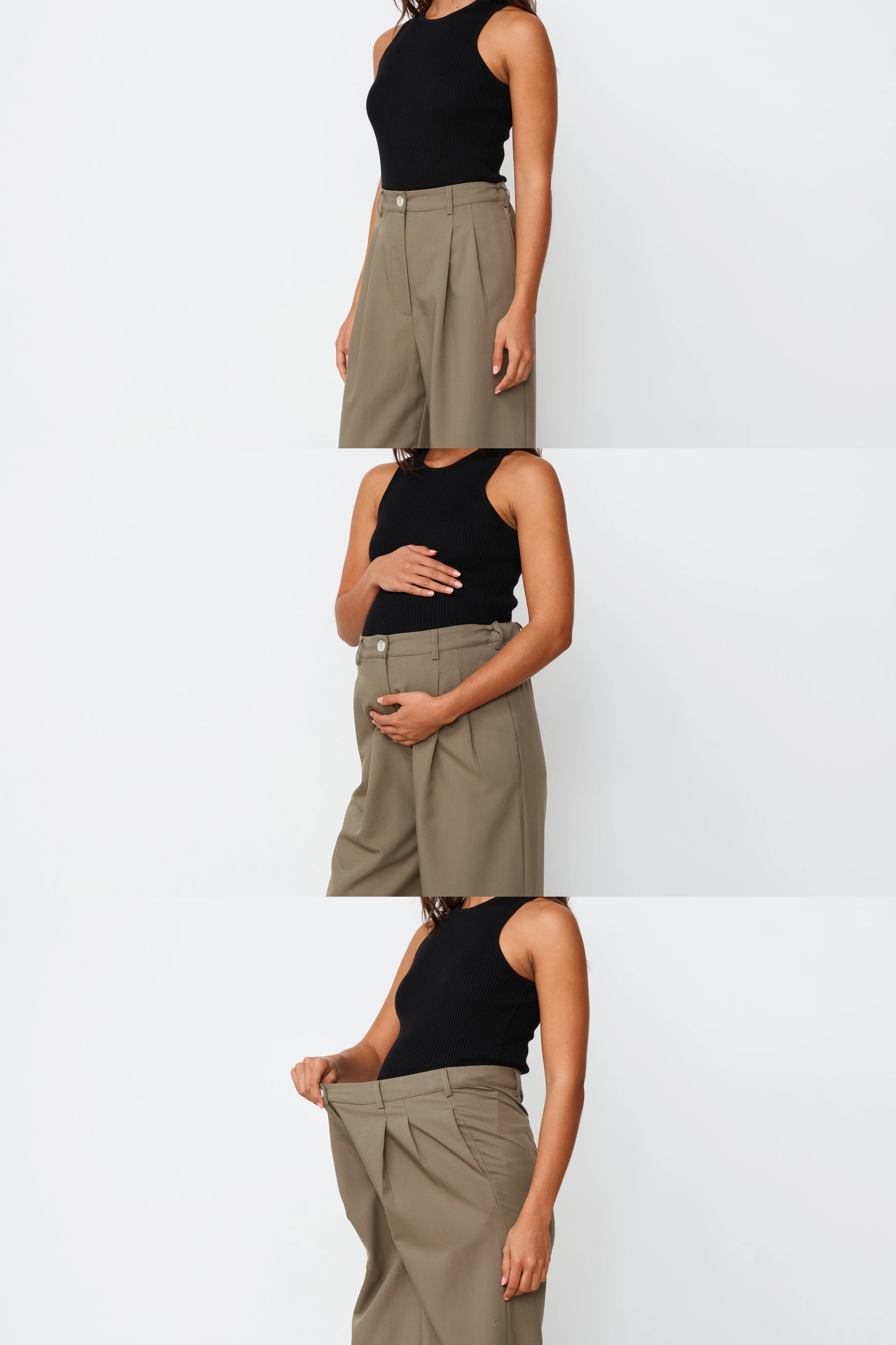Zadie Adjustable Wide Leg Trouser - Khaki - Image 3